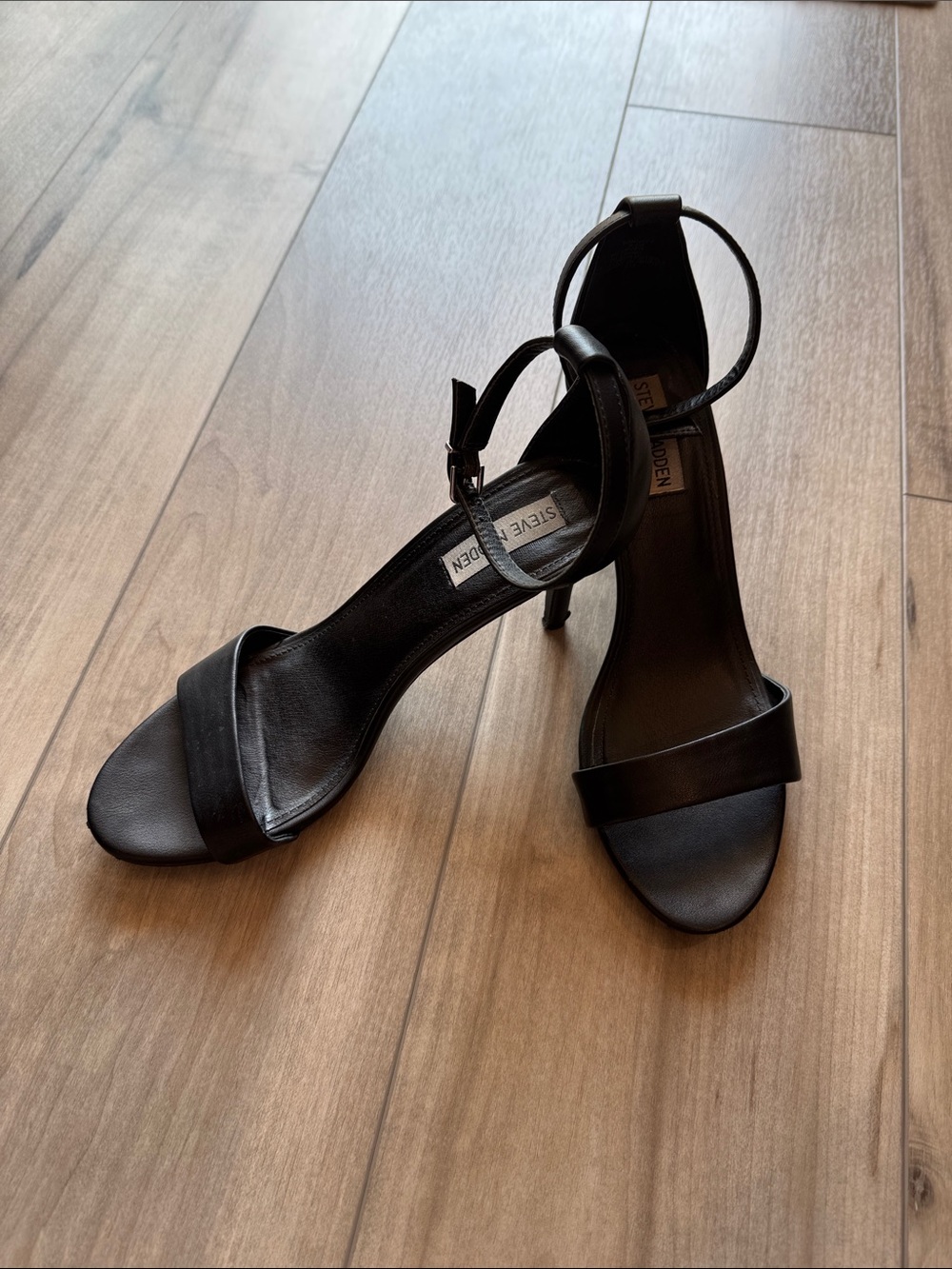Steve Madden Black Strappy Stiletto Sandals